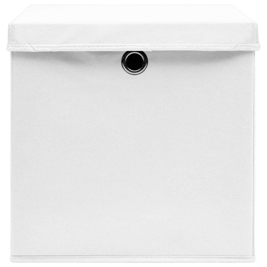 vidaXL Storage Boxes with Covers 10 pcs 28x28x28 cm White