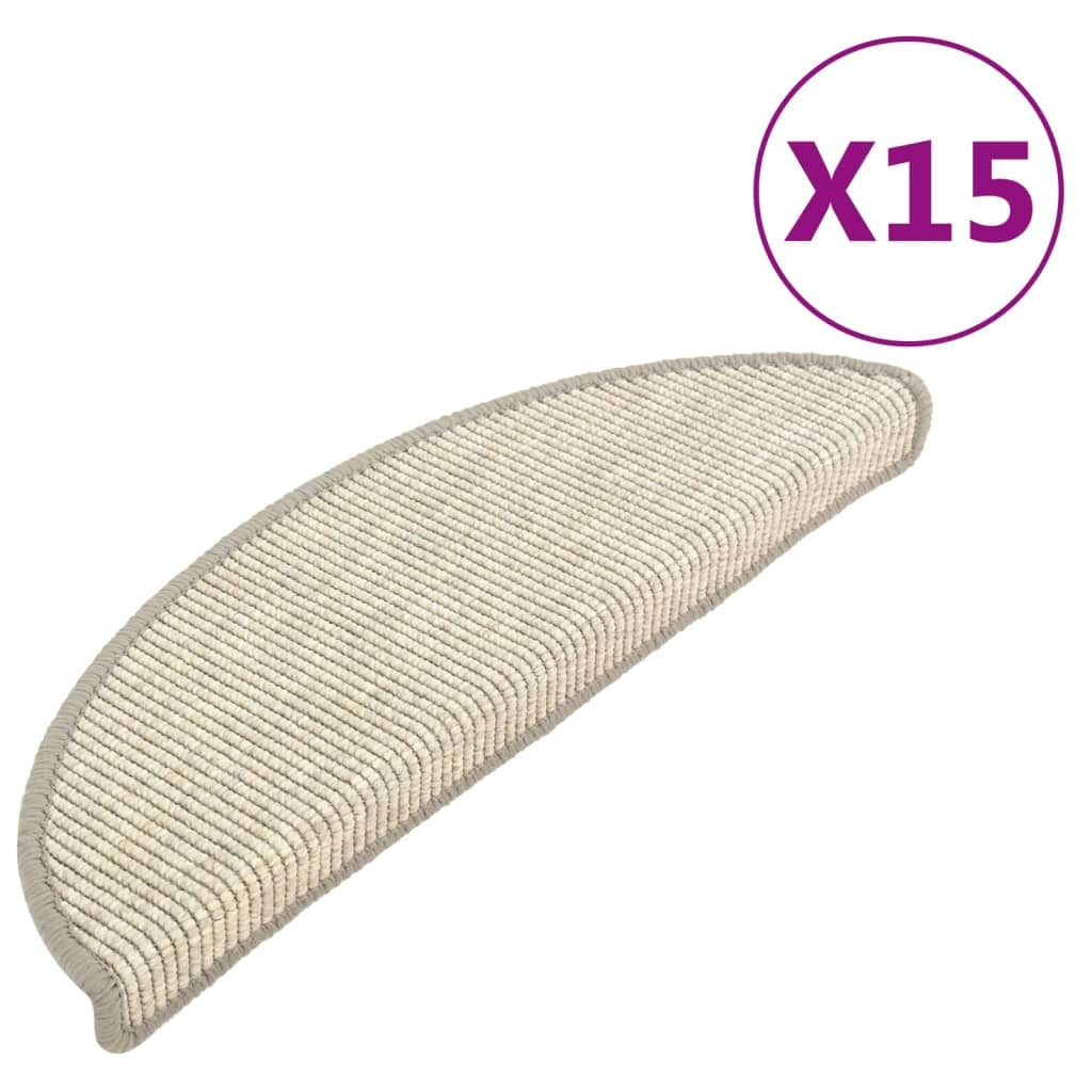 vidaXL Stair Mats Self-adhesive 15 pcs 56x17x3 cm Silver