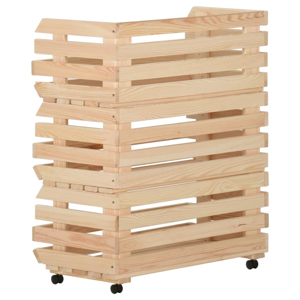 vidaXL Vegetable Trolley 77x30x80 cm Solid Pinewood