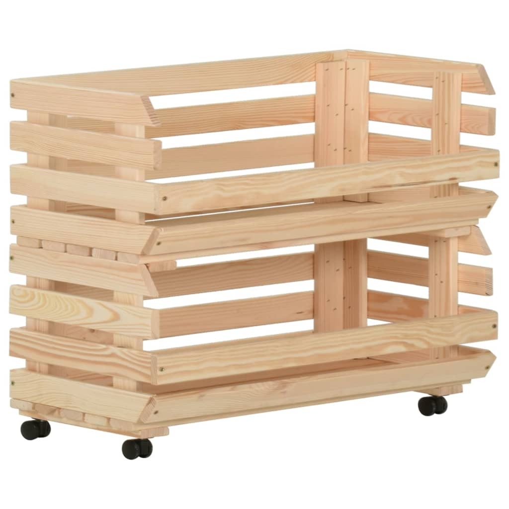 vidaXL Vegetable Trolley 77x30x80 cm Solid Pinewood