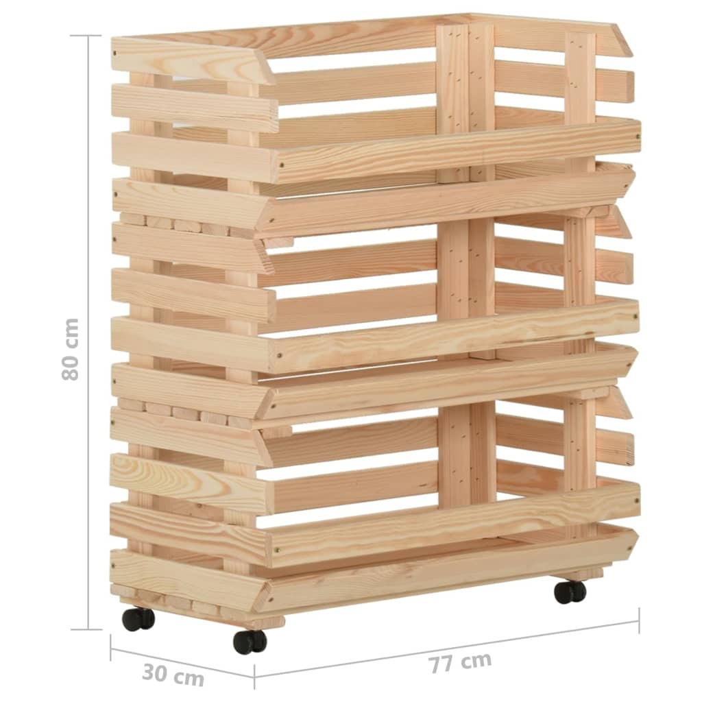 vidaXL Vegetable Trolley 77x30x80 cm Solid Pinewood