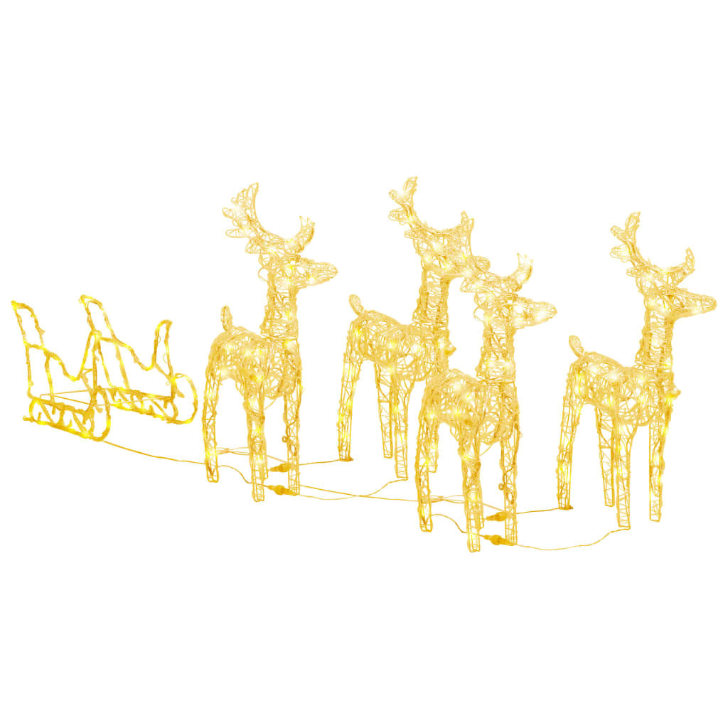 vidaXL Reindeers & Sleigh Christmas Decoration 280x28x55 cm Acrylic