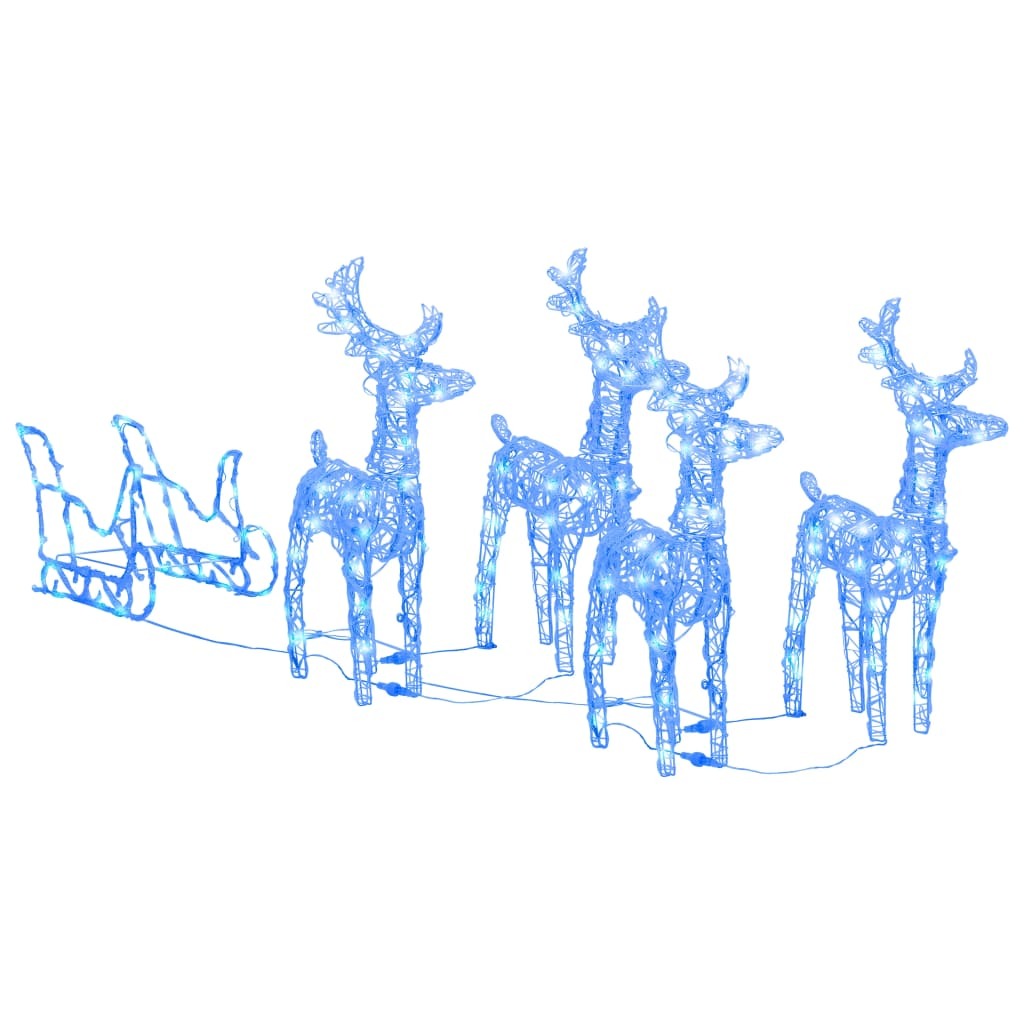 vidaXL Reindeers & Sleigh Christmas Decoration 280x28x55 cm Acrylic