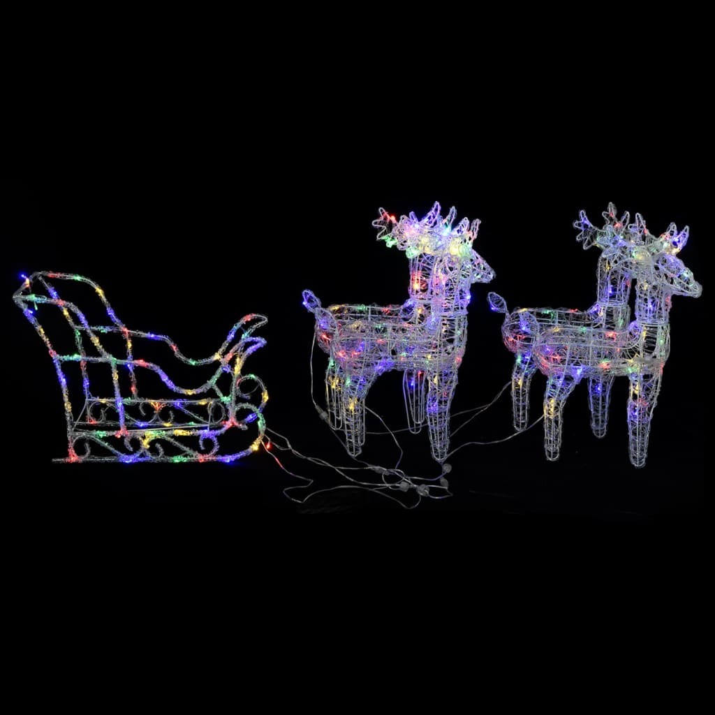 vidaXL Reindeers & Sleigh Christmas Decoration 280x28x55 cm Acrylic