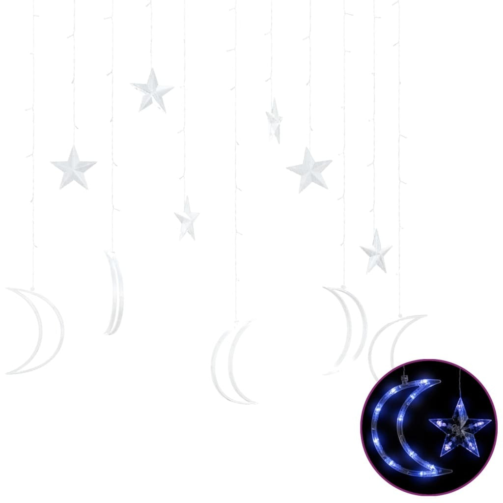 vidaXL Star and Moon Fairy Lights Remote Control 138 LED Blue