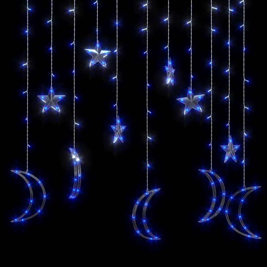 vidaXL Star and Moon Fairy Lights Remote Control 138 LED Blue