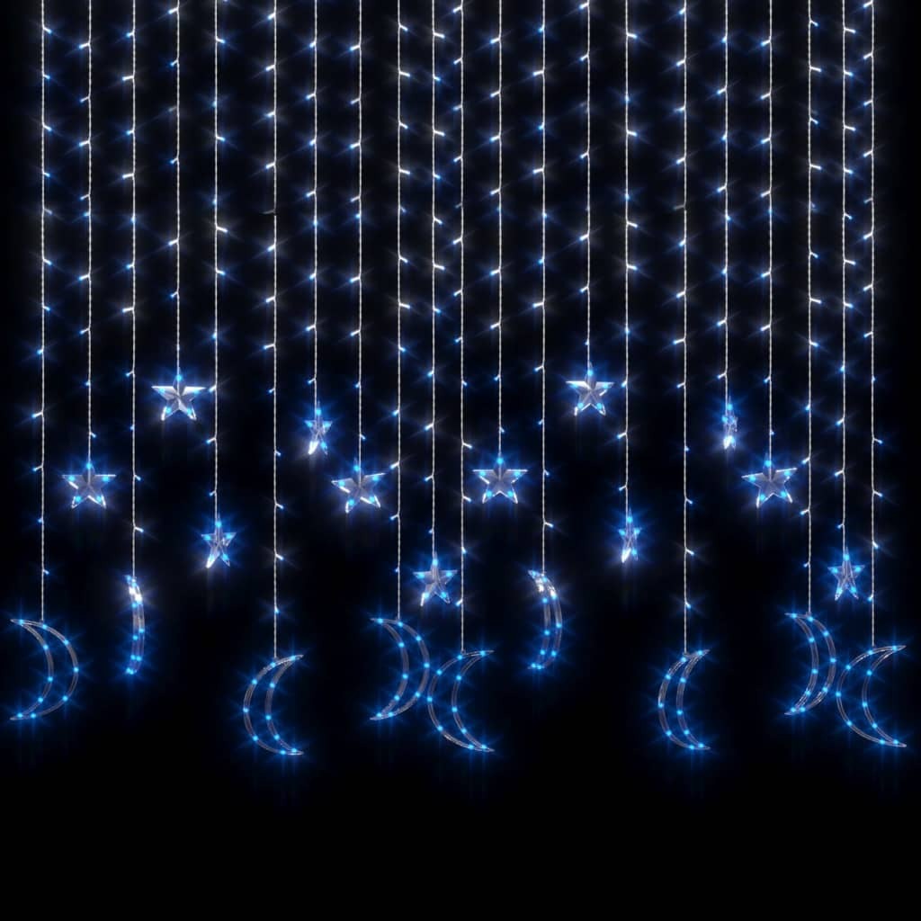 vidaXL Star and Moon Fairy Lights Remote Control 345 LED Blue