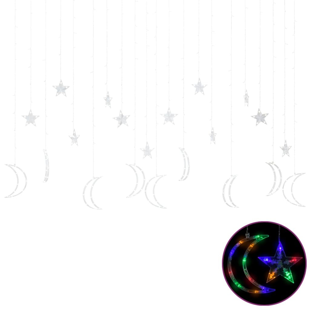 vidaXL Star and Moon Fairy Lights Remote Control 345 LED Colourful