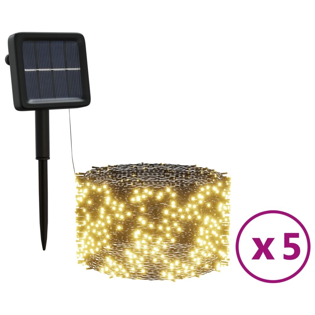 vidaXL Solar Fairy Lights 5 pcs 5x200 LED Warm White Indoor Outdoor