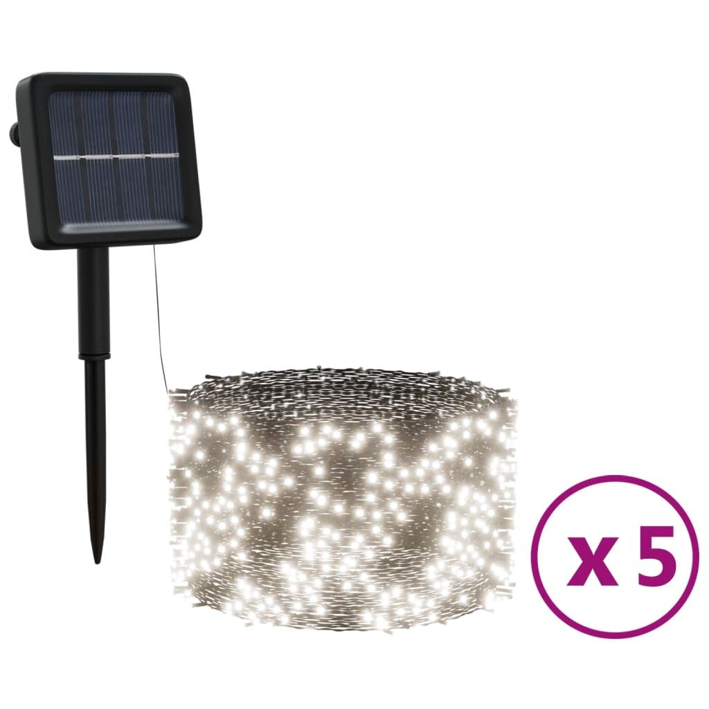 vidaXL Solar Fairy Lights 5 pcs 5x200 LED Cold White Indoor Outdoor