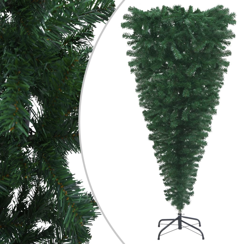 vidaXL Upside-down Artificial Christmas Tree with Stand Green 120 cm