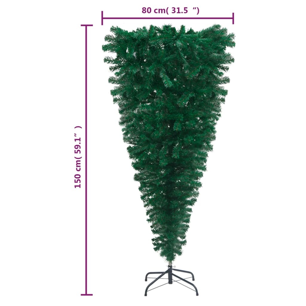 vidaXL Upside-down Artificial Christmas Tree with Stand Green 150 cm