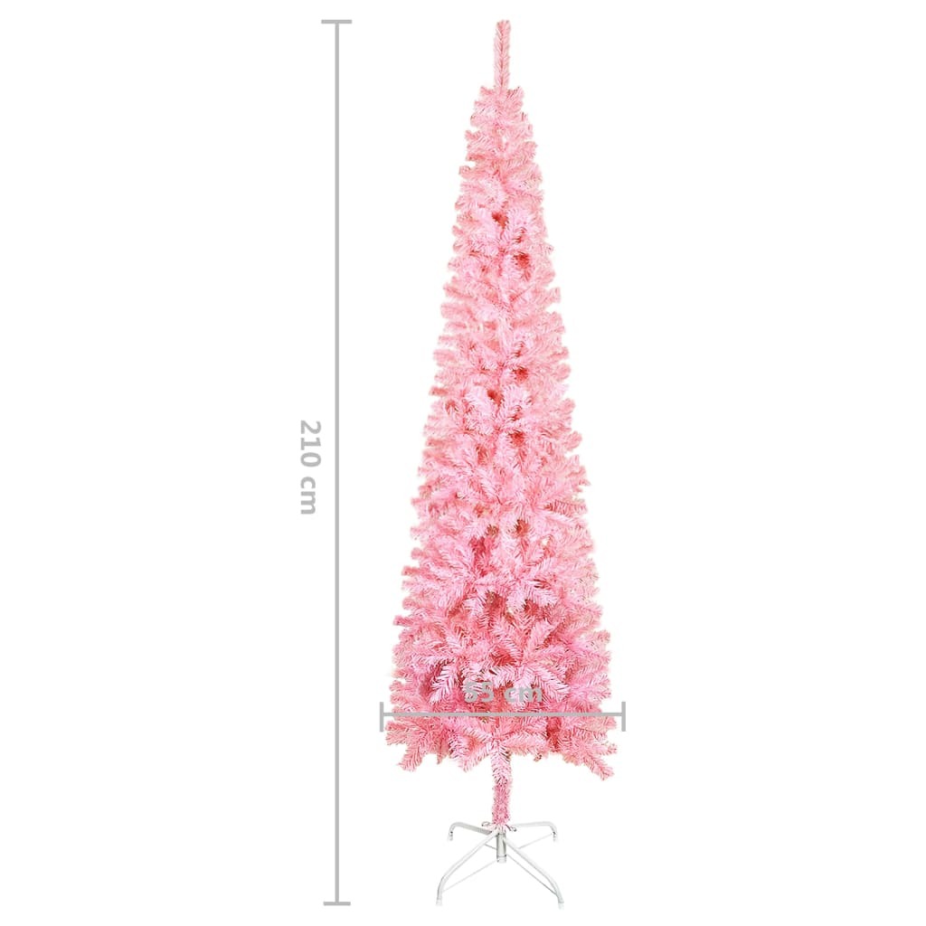 vidaXL Slim Christmas Tree Pink 210 cm