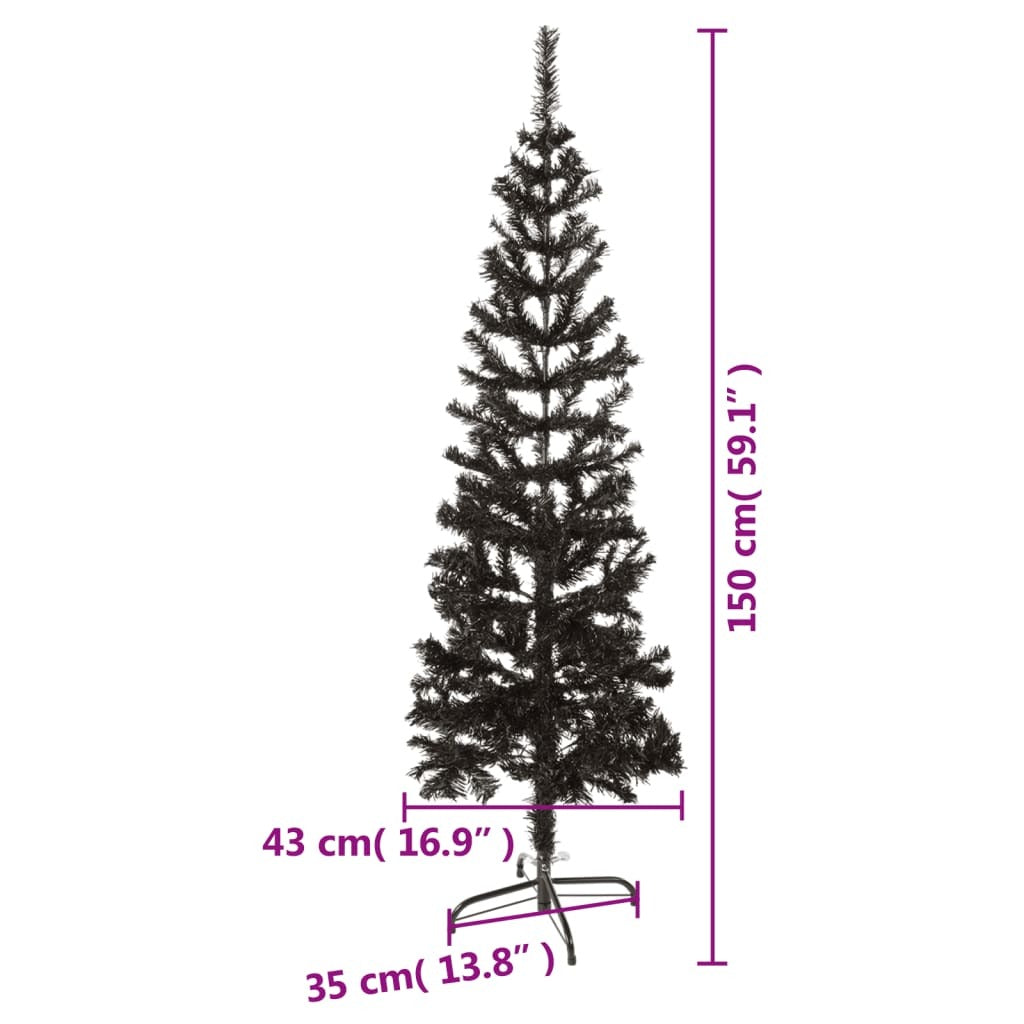 vidaXL Slim Christmas Tree Black 150 cm