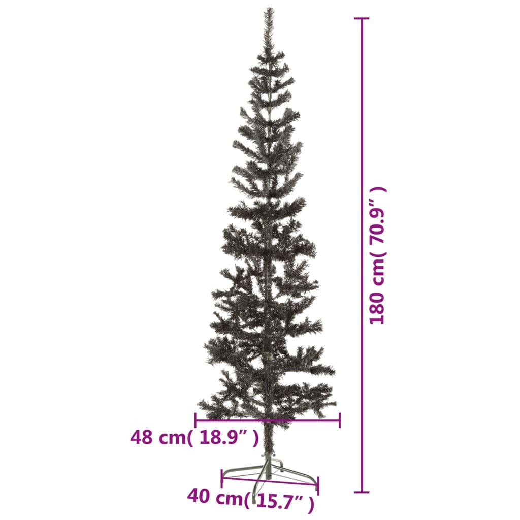 vidaXL Slim Christmas Tree Black 180 cm