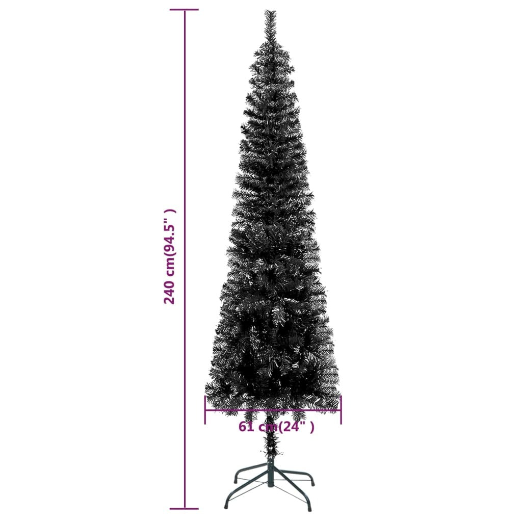 vidaXL Slim Christmas Tree Black 240 cm