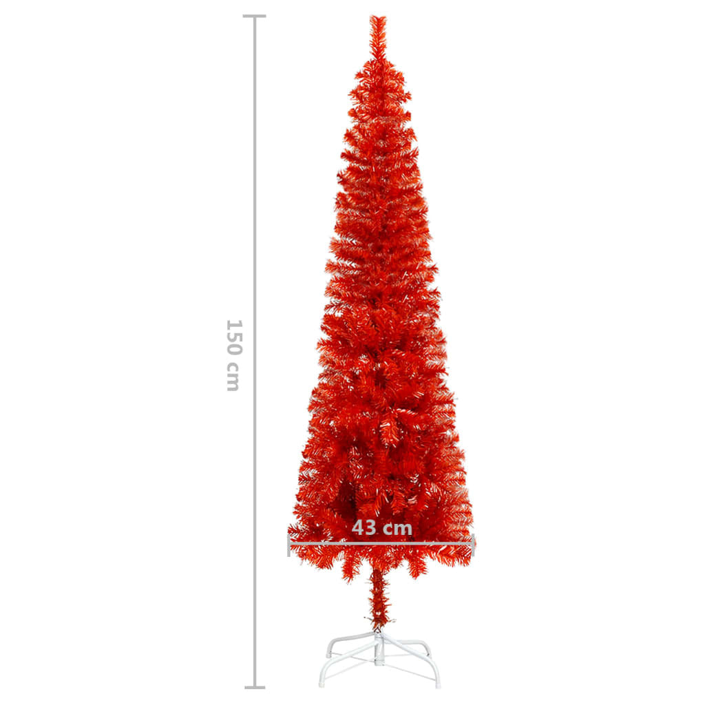 vidaXL Slim Christmas Tree Red 150 cm