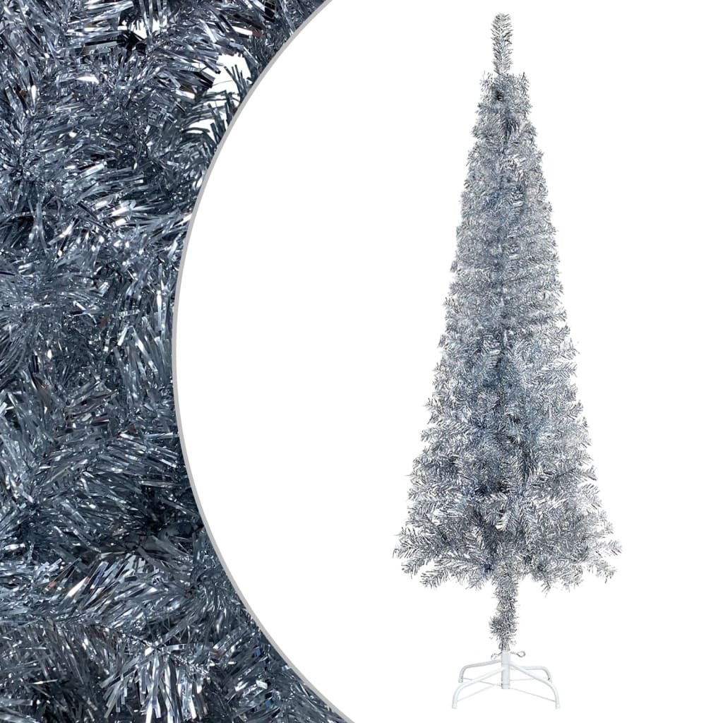 vidaXL Slim Christmas Tree Silver 150 cm