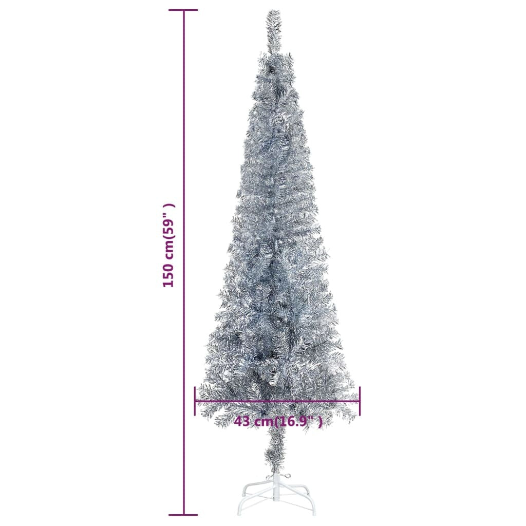 vidaXL Slim Christmas Tree Silver 150 cm