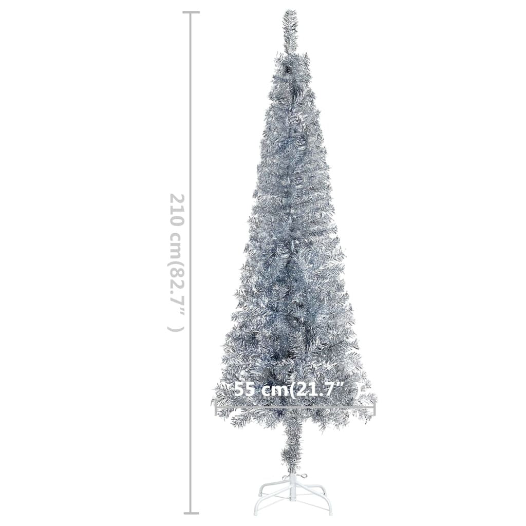 vidaXL Slim Christmas Tree Silver 210 cm