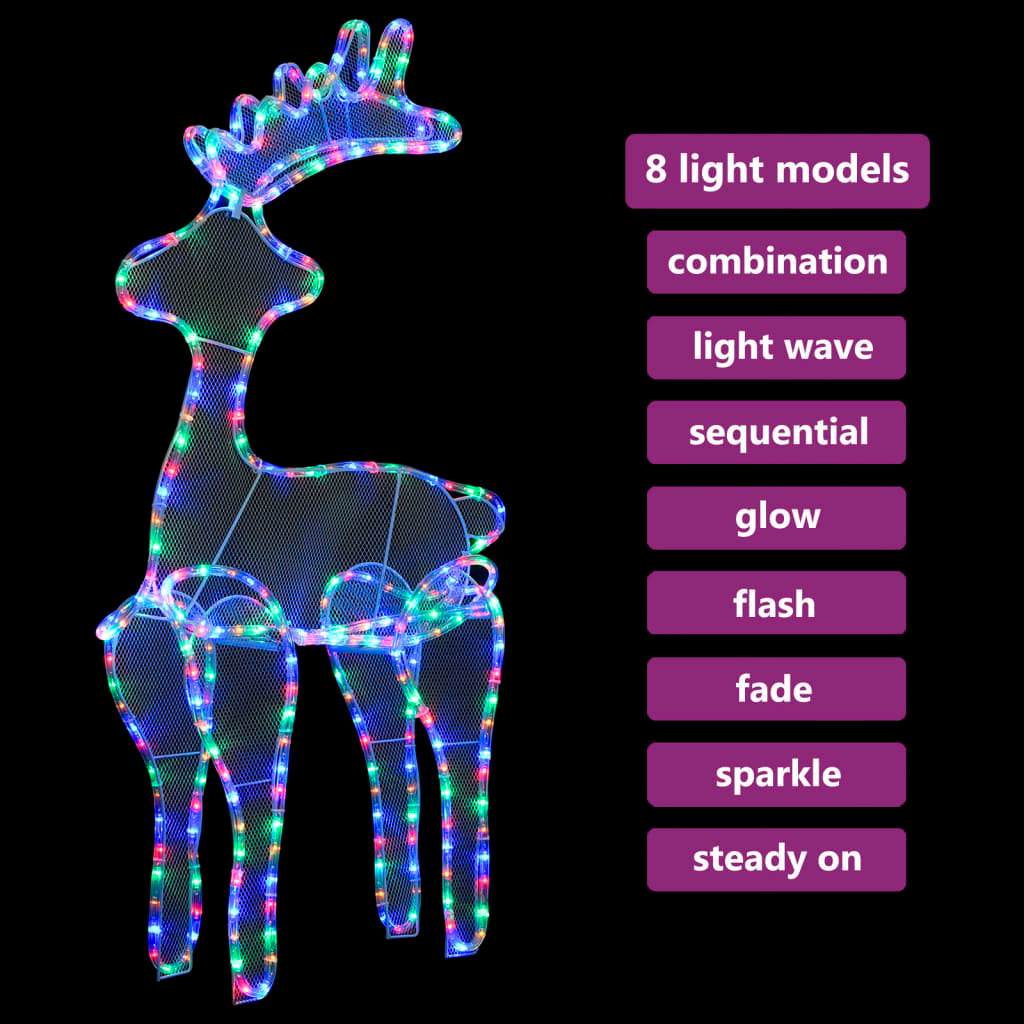 vidaXL Reindeer Christmas Decoration with Mesh 306 LEDs 60x24x89cm