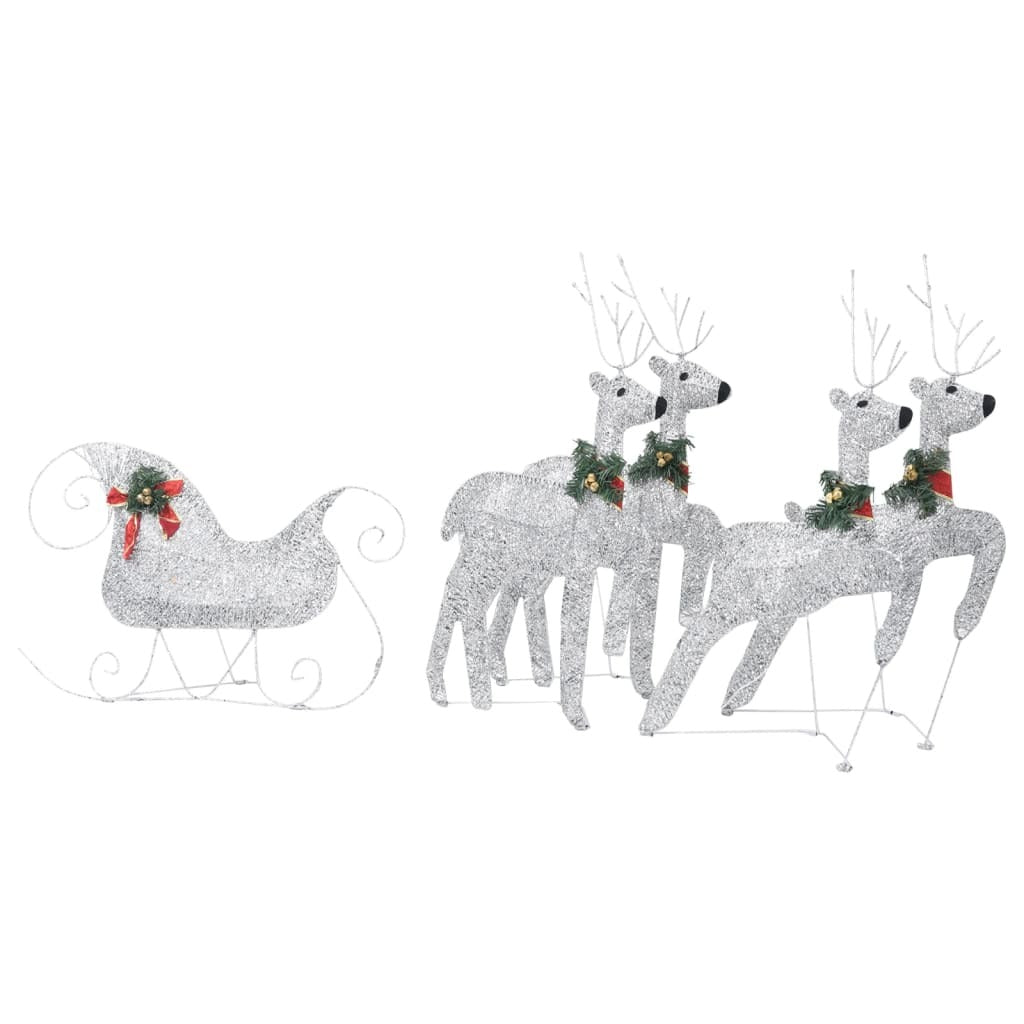 vidaXL Reindeer & Sleigh Christmas Decoration 100 LEDs Outdoor Silver