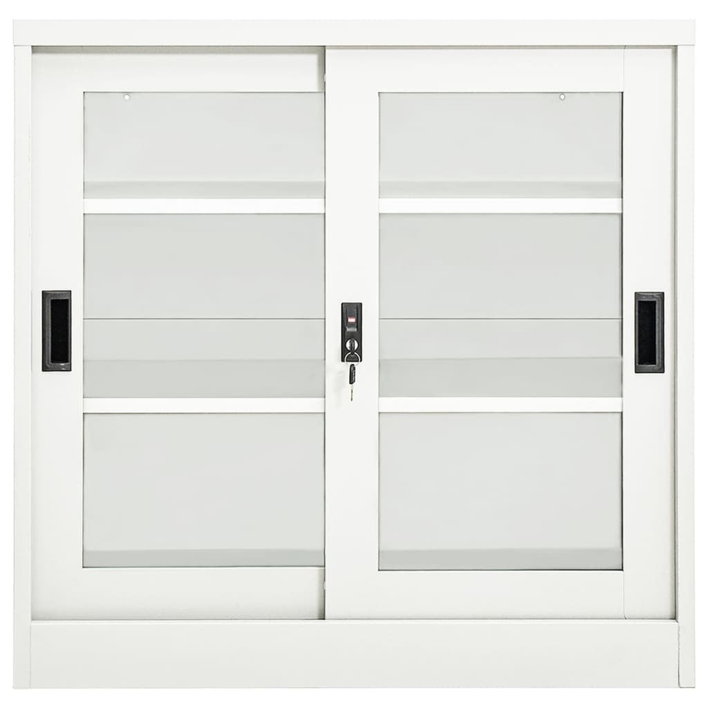 vidaXL Sliding Door Cabinet White 90x40x90 cm Steel