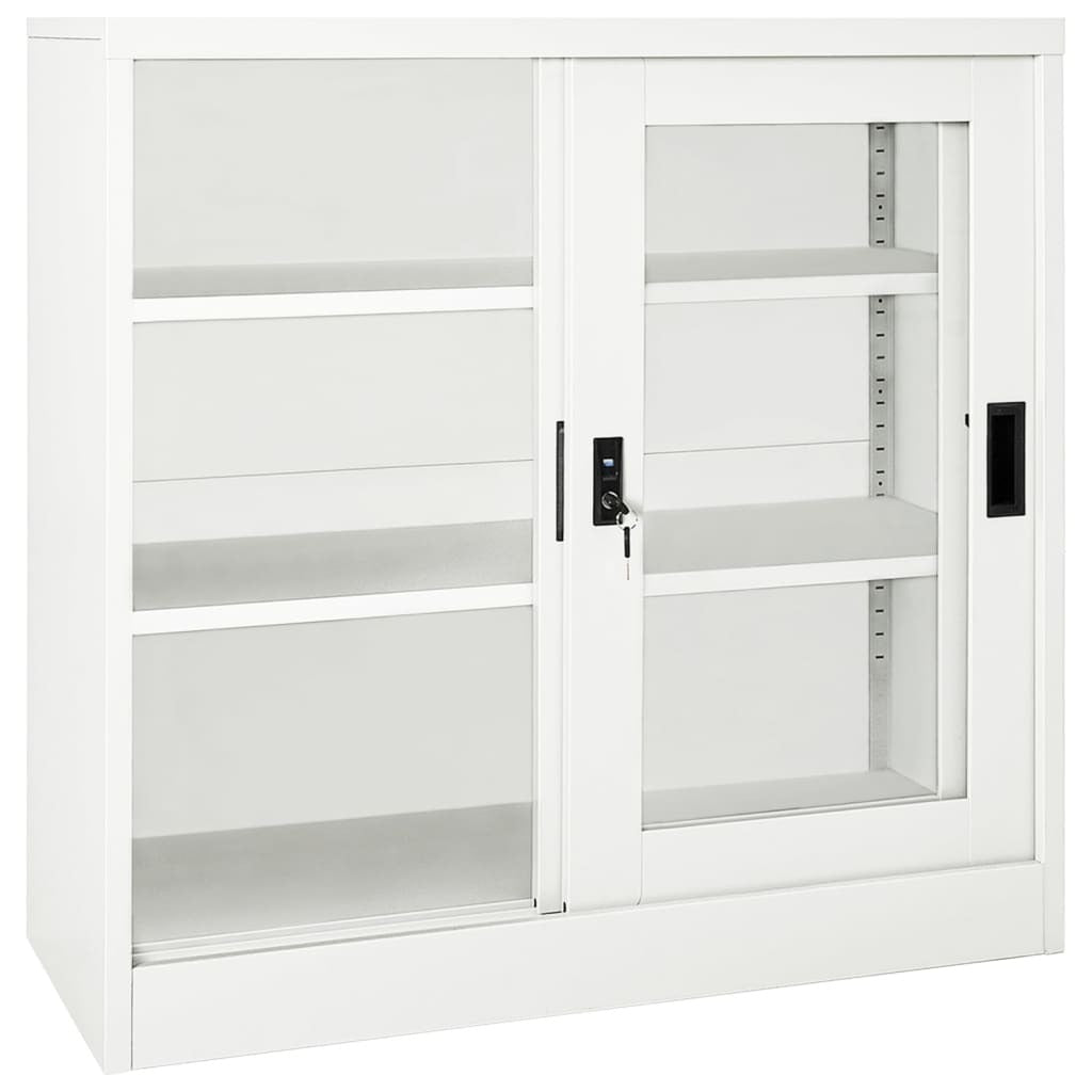 vidaXL Sliding Door Cabinet White 90x40x90 cm Steel