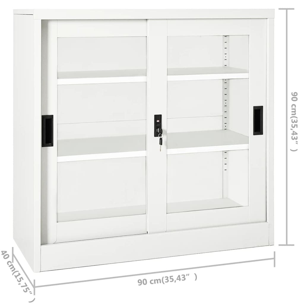 vidaXL Sliding Door Cabinet White 90x40x90 cm Steel