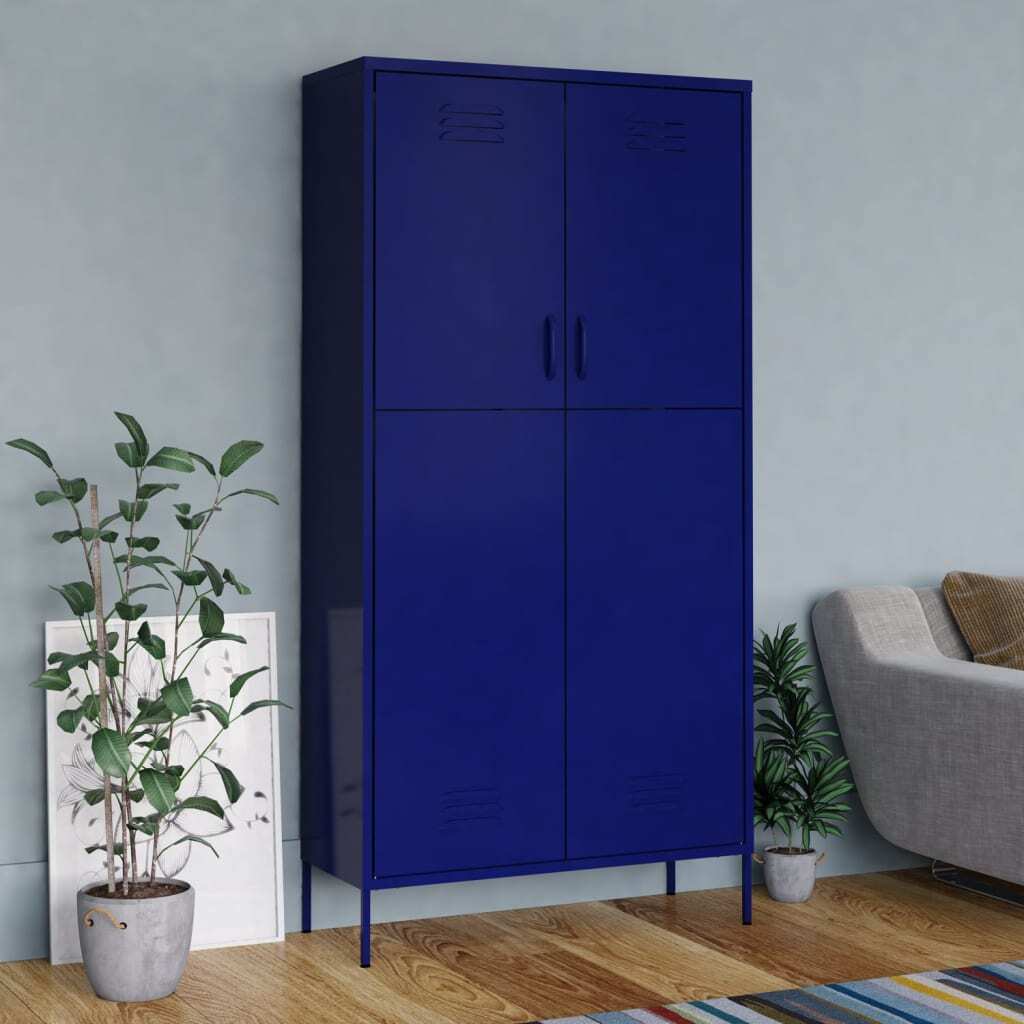 vidaXL Wardrobe Navy Blue 90x50x180 cm Steel