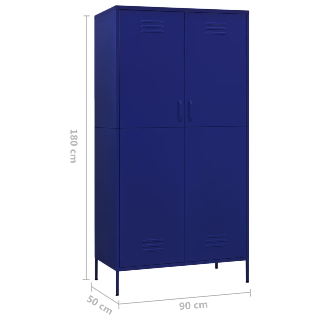 vidaXL Wardrobe Navy Blue 90x50x180 cm Steel