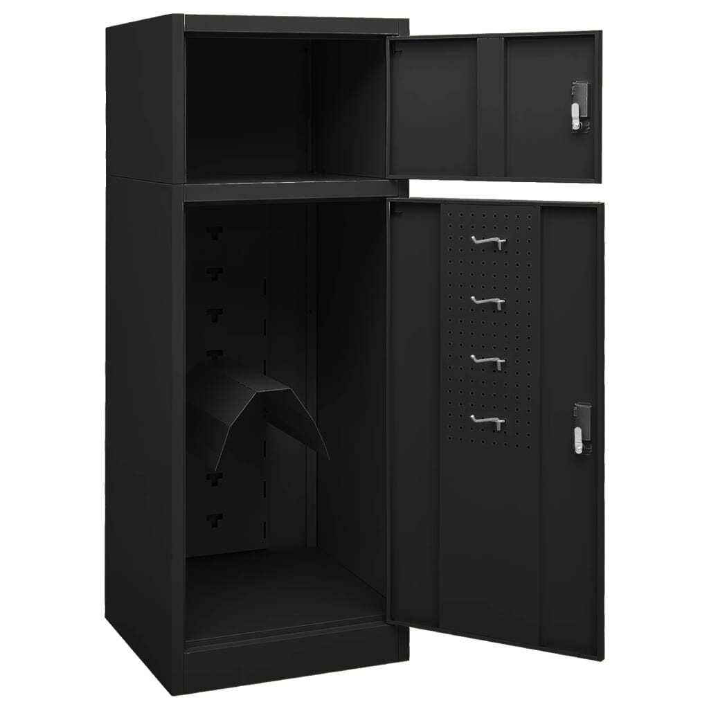 vidaXL Saddle Cabinet Black 53x53x140 cm Steel