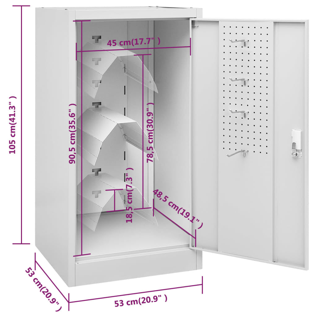 vidaXL Saddle Cabinet Light Grey 53x53x105 cm Steel