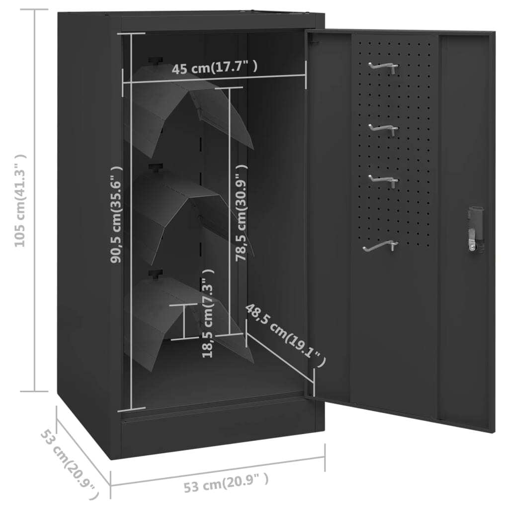vidaXL Saddle Cabinet Anthracite 53x53x105 cm Steel