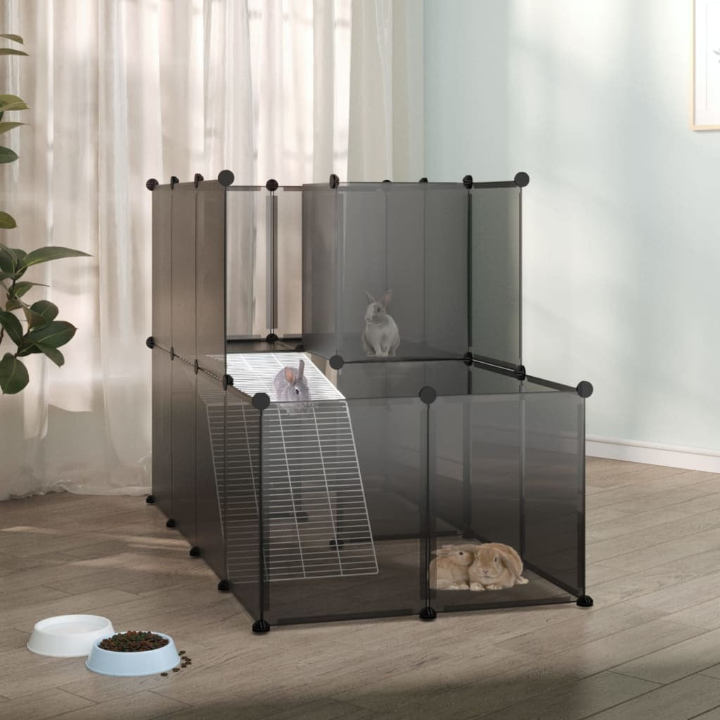 vidaXL Small Animal Cage Black 142x74x93 cm PP and Steel