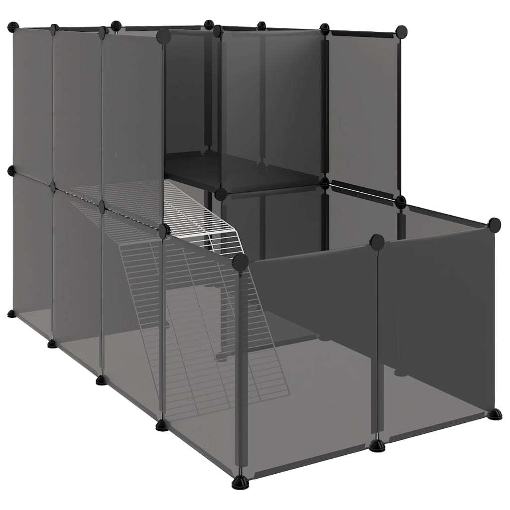 vidaXL Small Animal Cage Black 142x74x93 cm PP and Steel