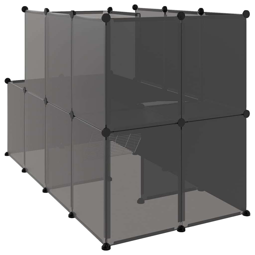 vidaXL Small Animal Cage Black 142x74x93 cm PP and Steel