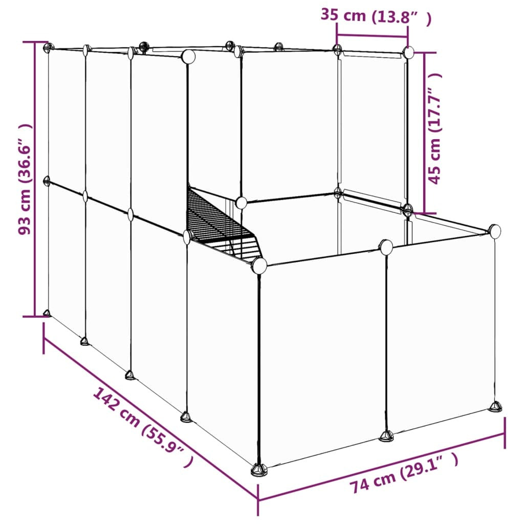 vidaXL Small Animal Cage Black 142x74x93 cm PP and Steel