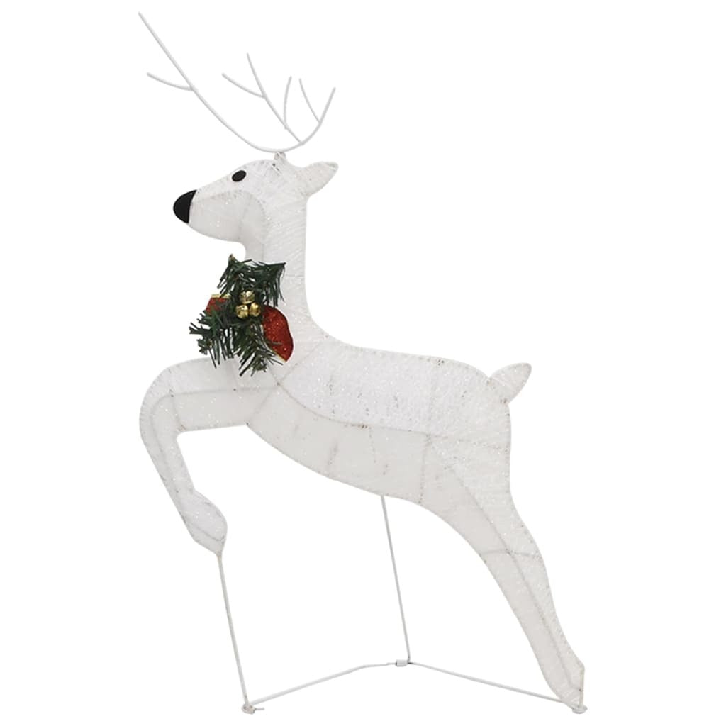 vidaXL Reindeer & Sleigh Christmas Decoration 60 LEDs Outdoor White