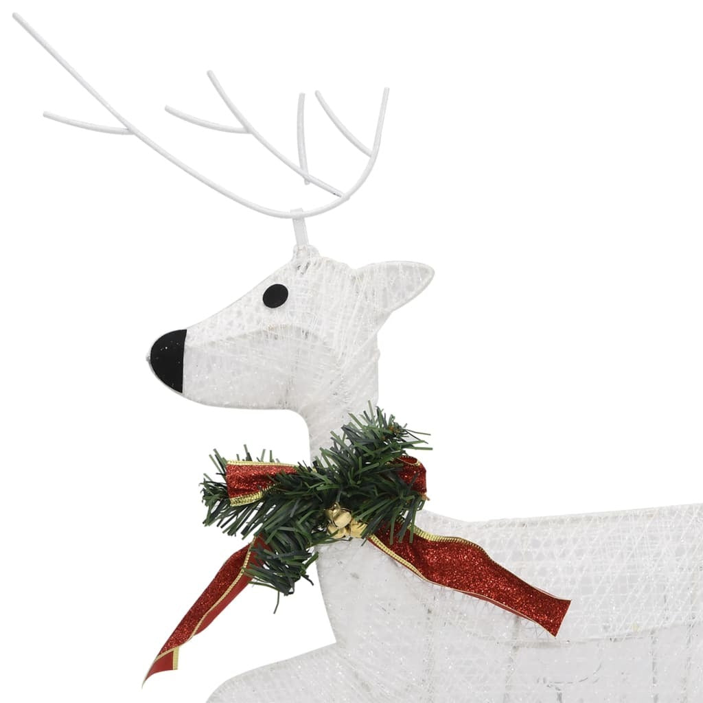 vidaXL Reindeer & Sleigh Christmas Decoration 60 LEDs Outdoor White