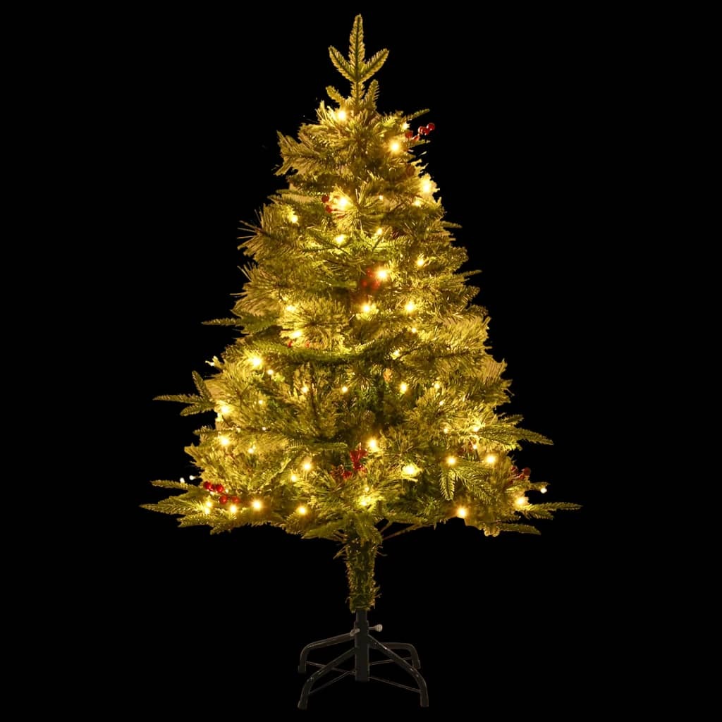 vidaXL Pre-lit Christmas Tree with Pine Cones Green 120 cm PVC&PE