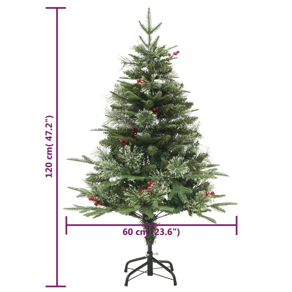 vidaXL Pre-lit Christmas Tree with Pine Cones Green 120 cm PVC&PE