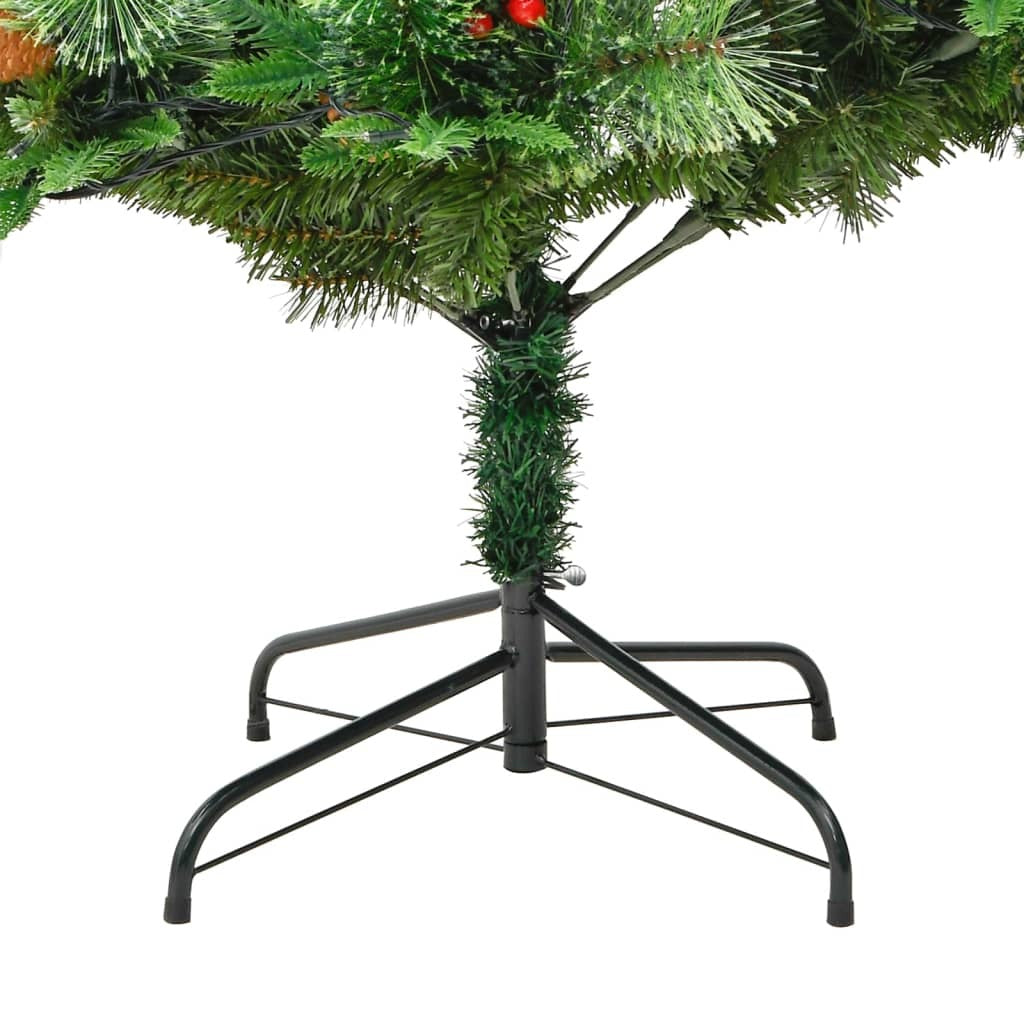 vidaXL Pre-lit Christmas Tree with Pine Cones Green 195 cm PVC&PE