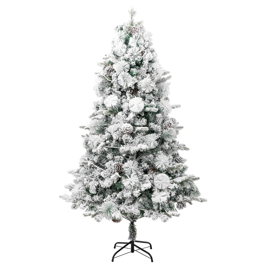 vidaXL Pre-lit Christmas Tree with Flocked Snow&Cones 195 cm PVC&PE