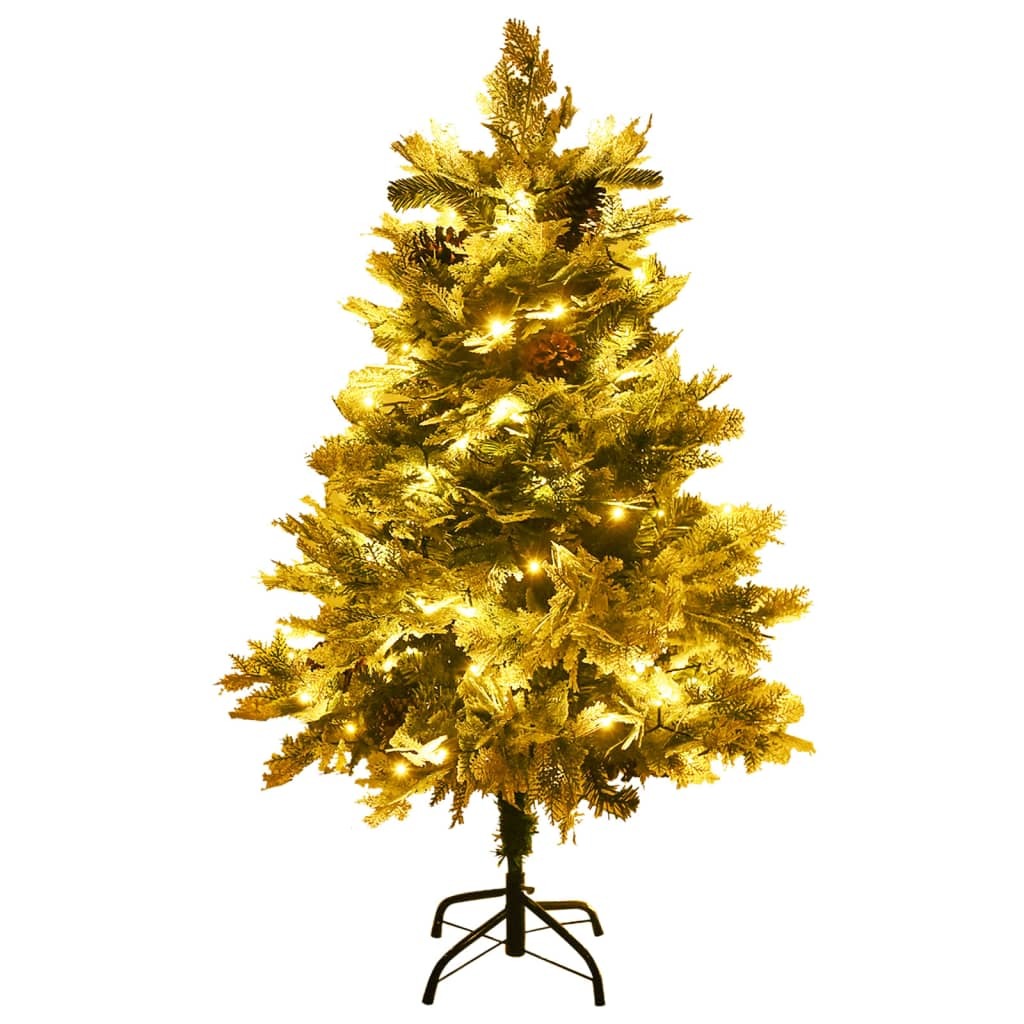 vidaXL Pre-lit Christmas Tree with Pine Cones Green 150 cm PVC&PE