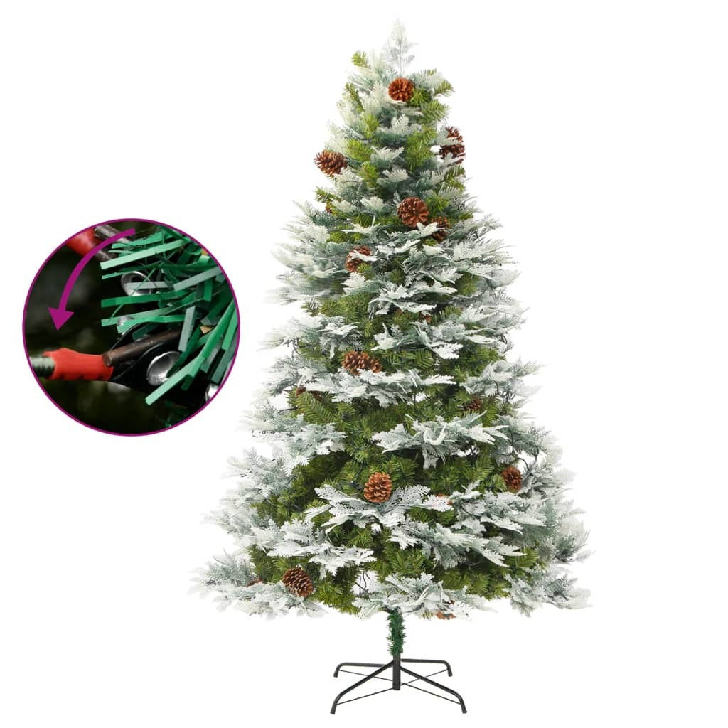 vidaXL Pre-lit Christmas Tree with Pine Cones Green 195 cm PVC&PE