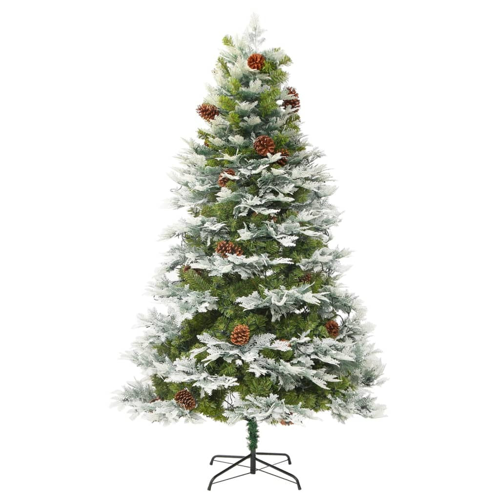 vidaXL Pre-lit Christmas Tree with Pine Cones Green 195 cm PVC&PE