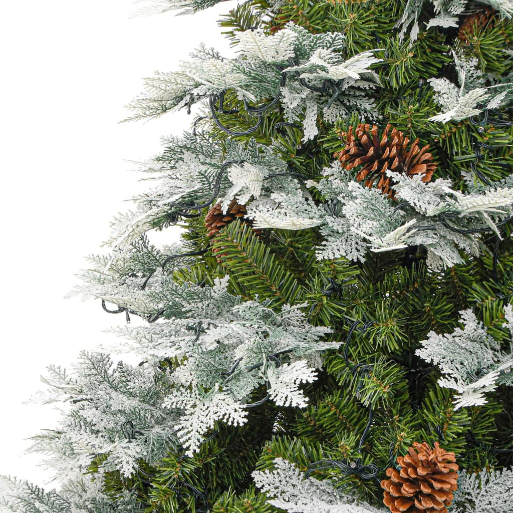 vidaXL Pre-lit Christmas Tree with Pine Cones Green 195 cm PVC&PE