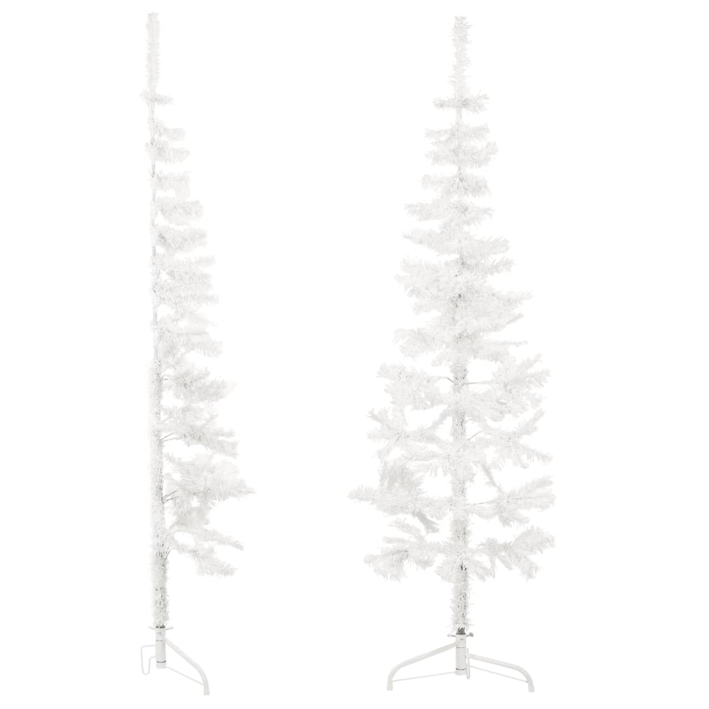 vidaXL Slim Artificial Half Christmas Tree with Stand White 150 cm