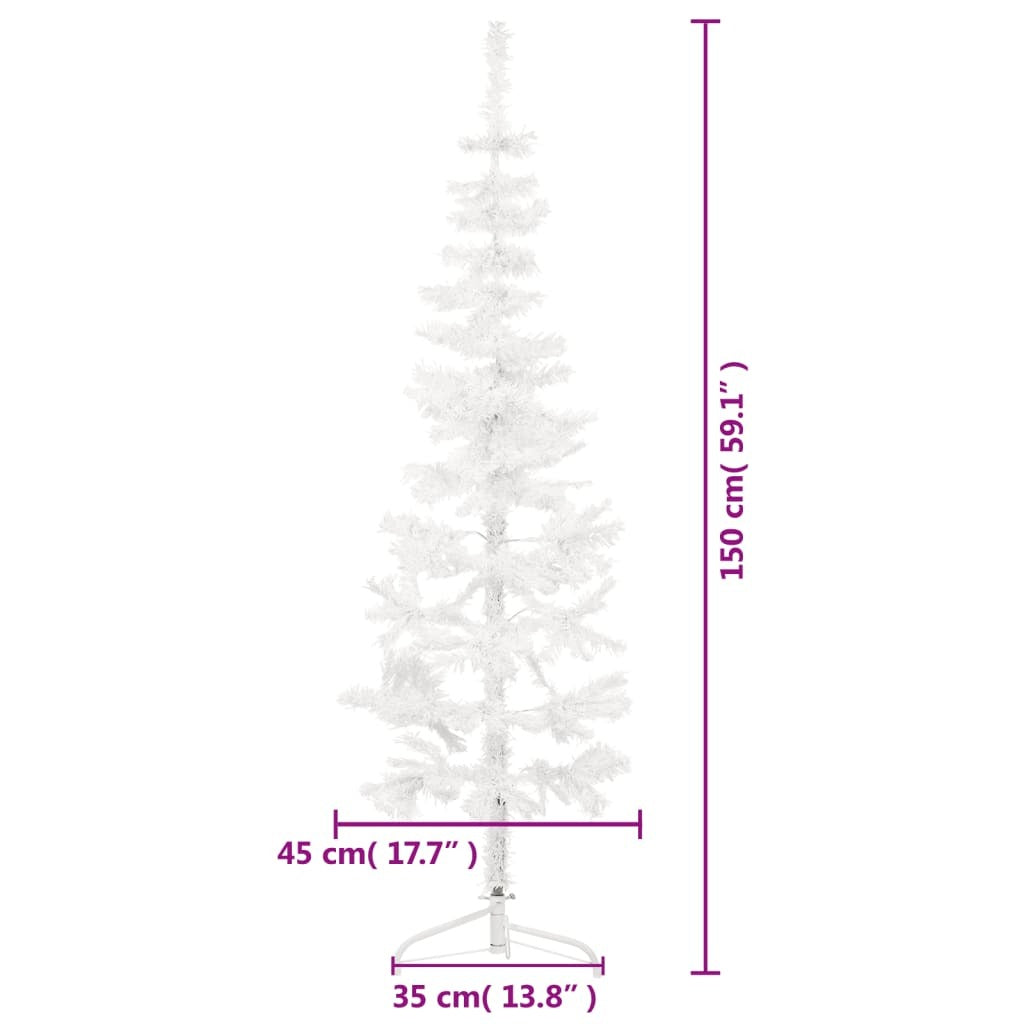 vidaXL Slim Artificial Half Christmas Tree with Stand White 150 cm